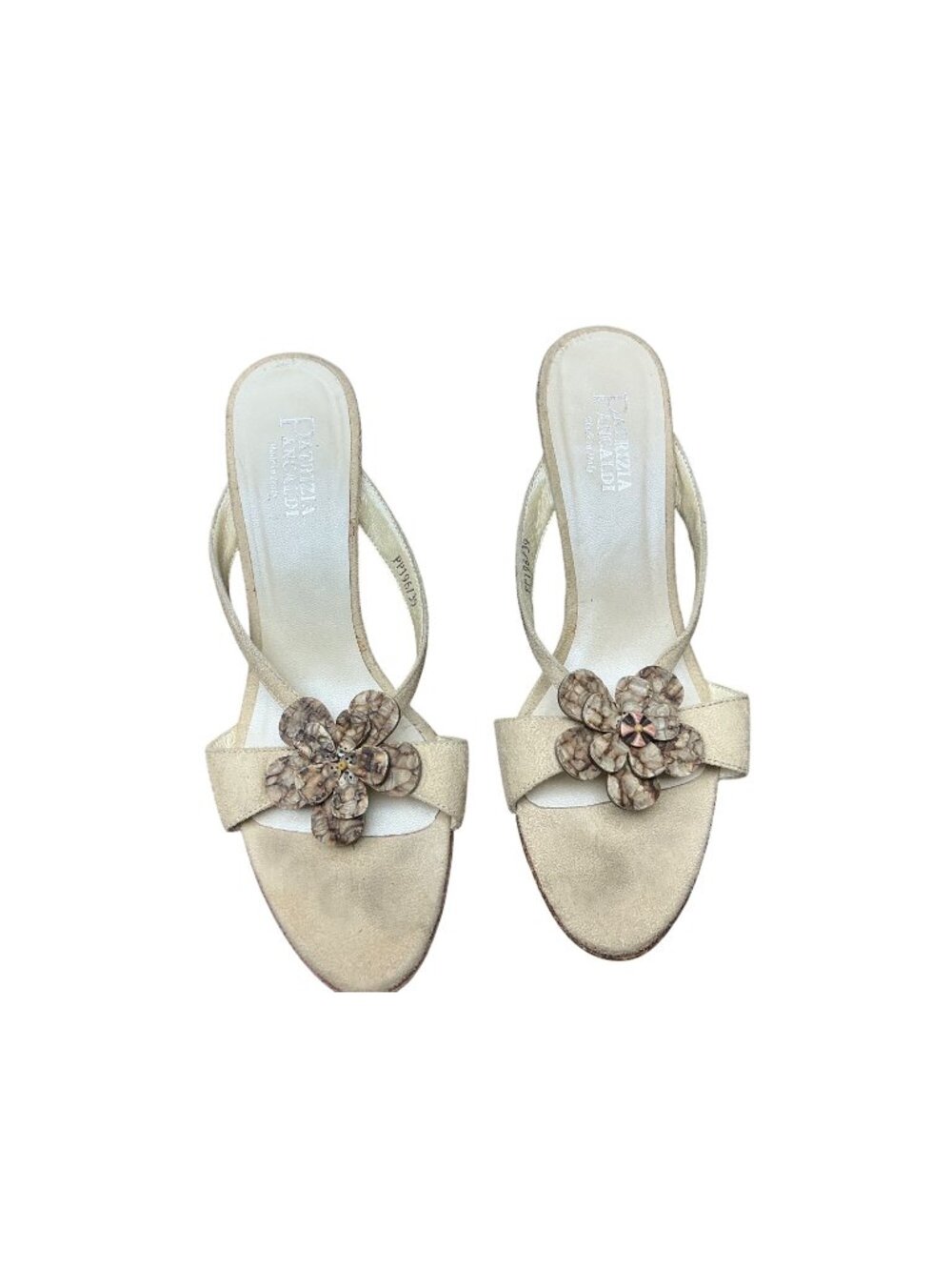 Patrizia by Spring Step Beige Suede Flower Heels Slingback Sandals Womens Sz 39